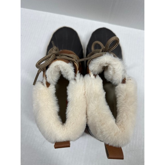 NEW JSport Womens Mary Faux Fur Trimmed Slip On Duck Boots Brown Leather Sz 8M - Picture 4 of 6